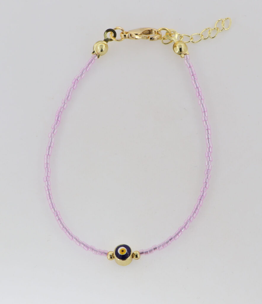 Βραχιόλι γυναικείο με ροζ διάφανες πέτρες