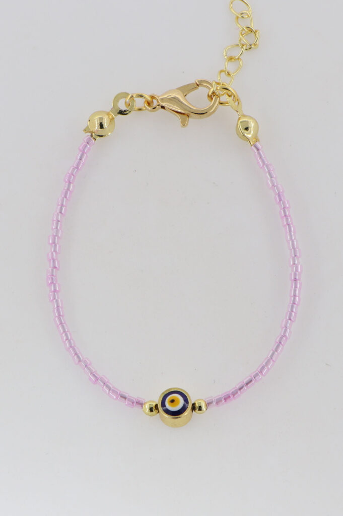 Βραχιόλι παιδικό με ροζ διάφανες πέτρες