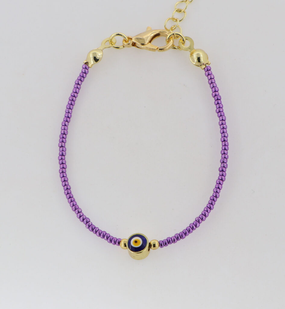 Βραχιόλι παιδικό με μωβ ανοικτό περλέ πέτρες