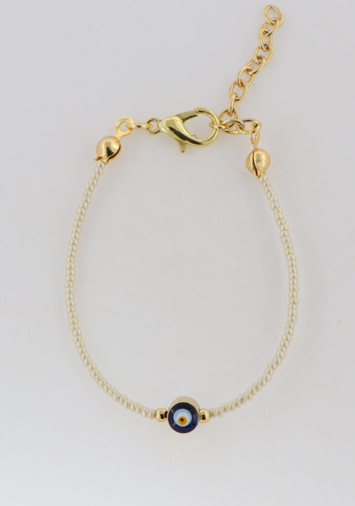 Βραχιόλι παιδικό με πέρλα μπεζ πέτρα