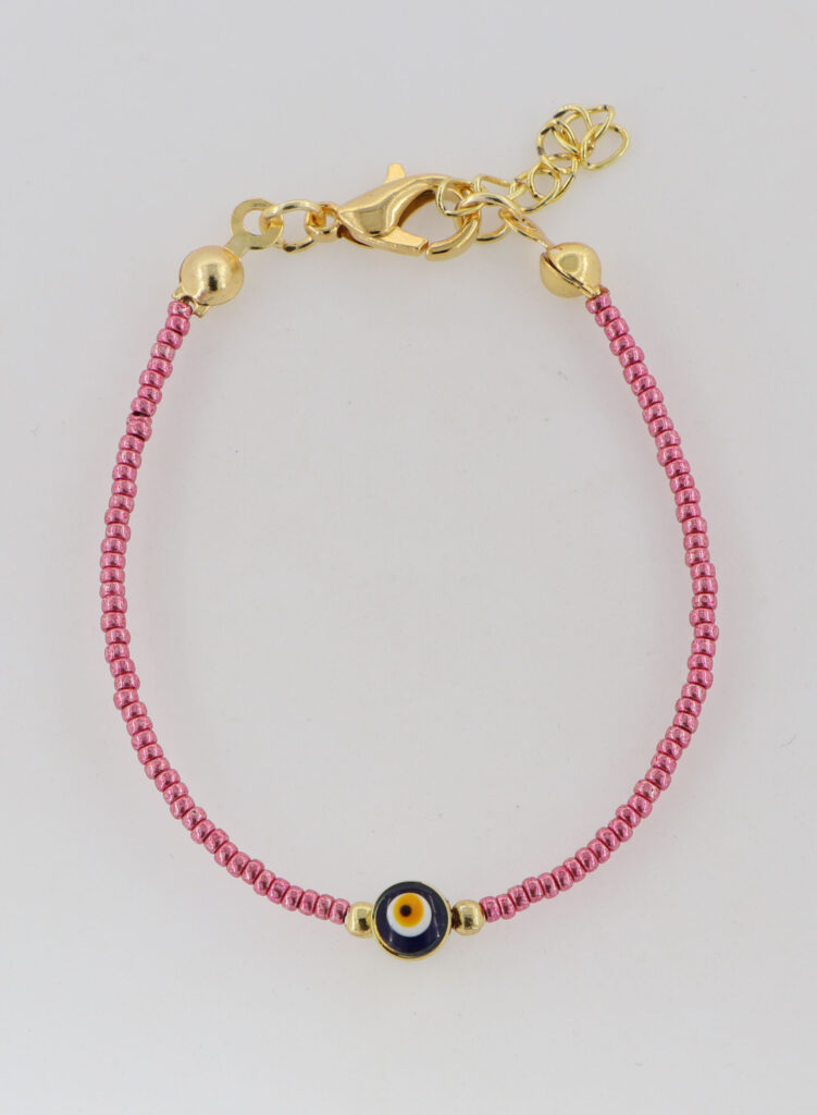 Βραχιόλι παιδικό με ροζ περλέ πέτρες