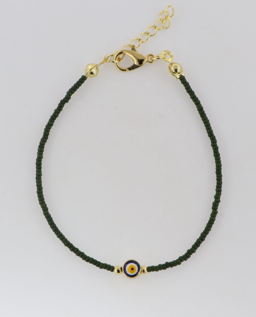 Βραχιόλι γυναικείο με πράσινες λαδί πέτρες