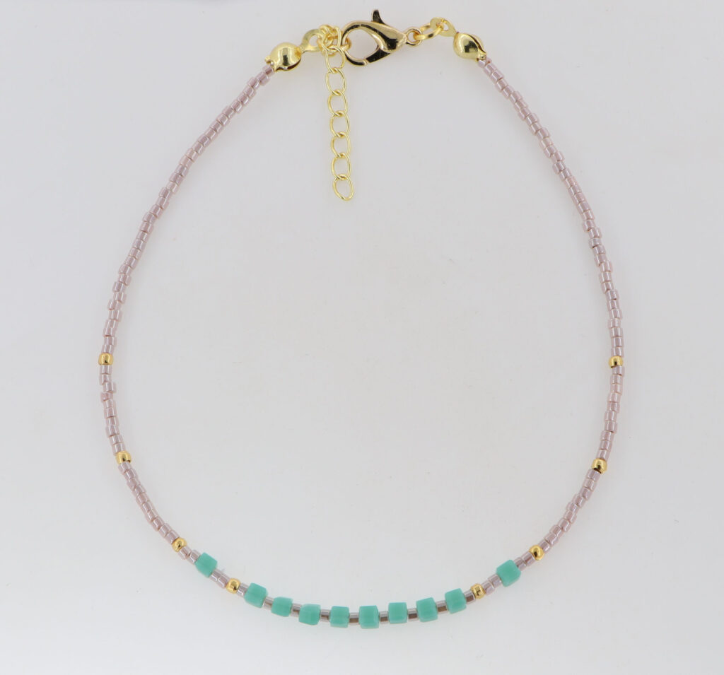 Βραχιόλια ποδιού με σομών περλέ πέτρες & επιχρυσωμένες λεπτομέρειες