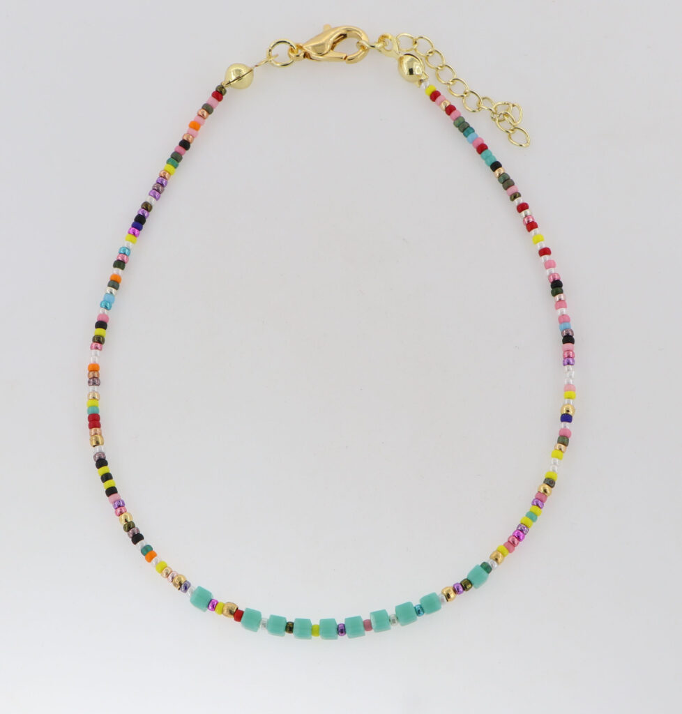 Βραχιόλια ποδιού με μούλτι πέτρες & επιχρυσωμένες λεπτομέρειες