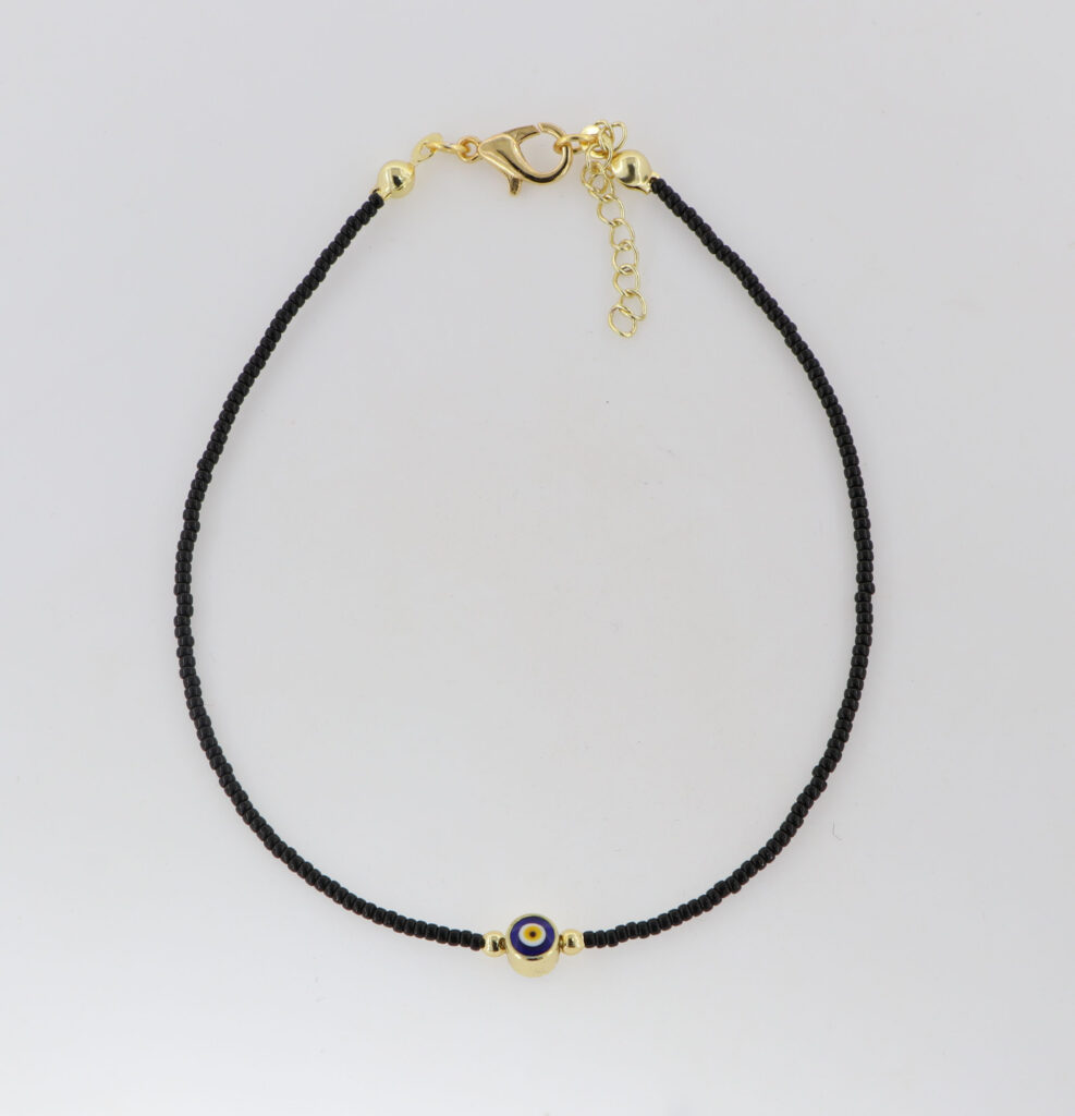 Βραχιόλια ποδιού με μαύρες πέτρες