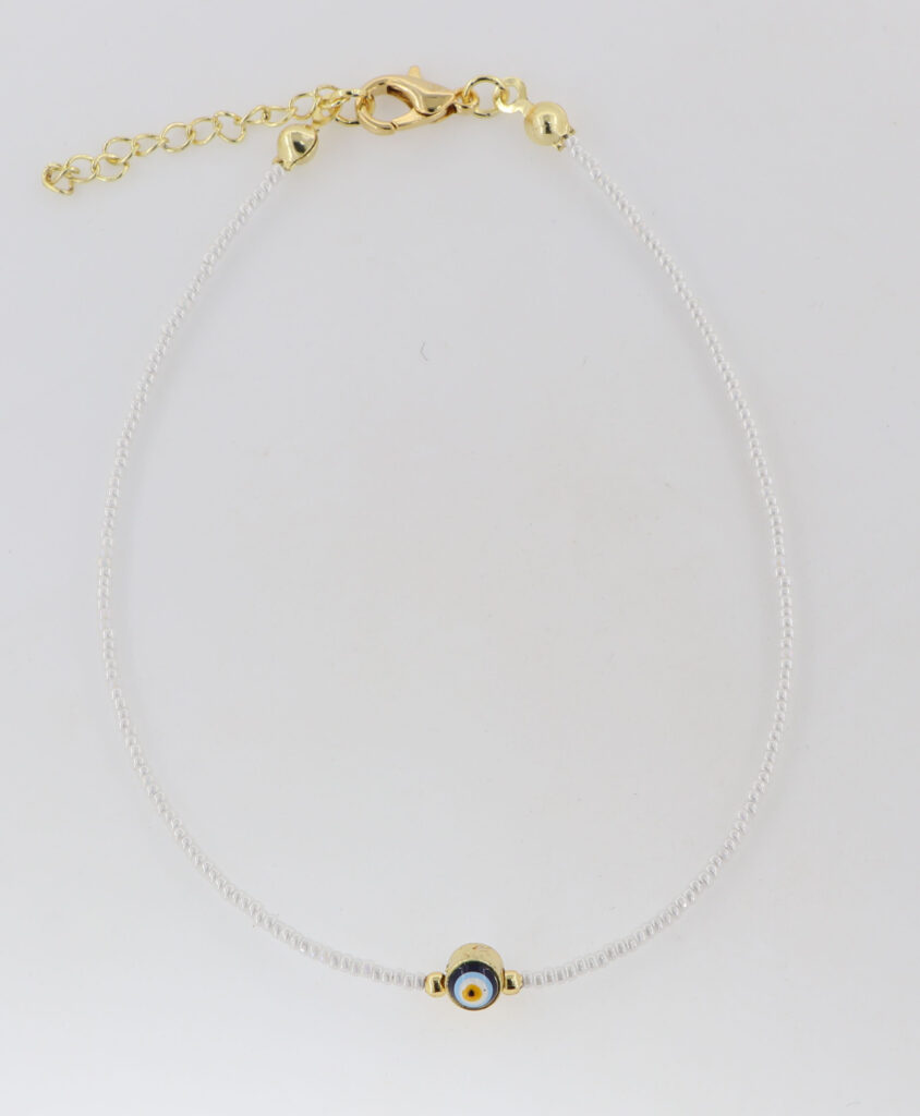 Βραχιόλια ποδιού με λευκές πέτρες