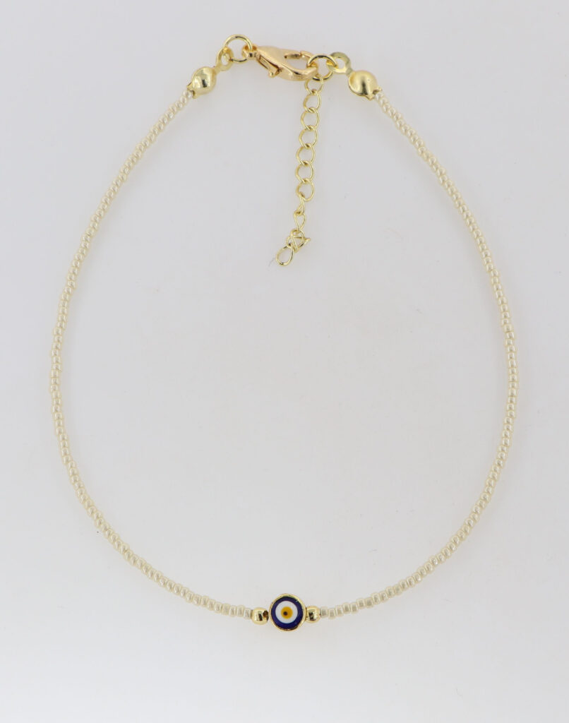 Βραχιόλια ποδιού με μπλε περλέ πέτρες