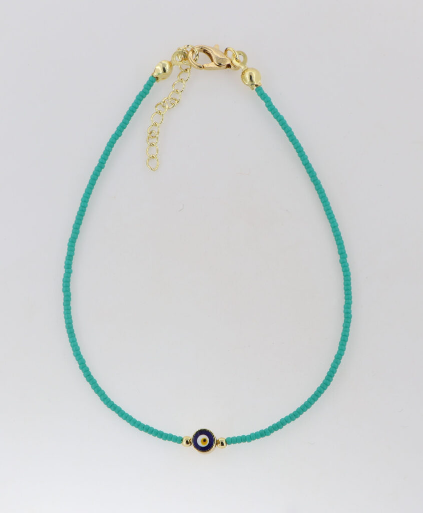 Βραχιόλια ποδιού με γαλαζοπράσινες πέτρες