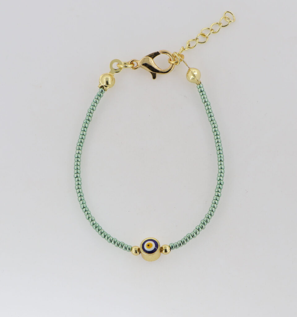 Βραχιόλι παιδικό με φυστικί περλέ πέτρες