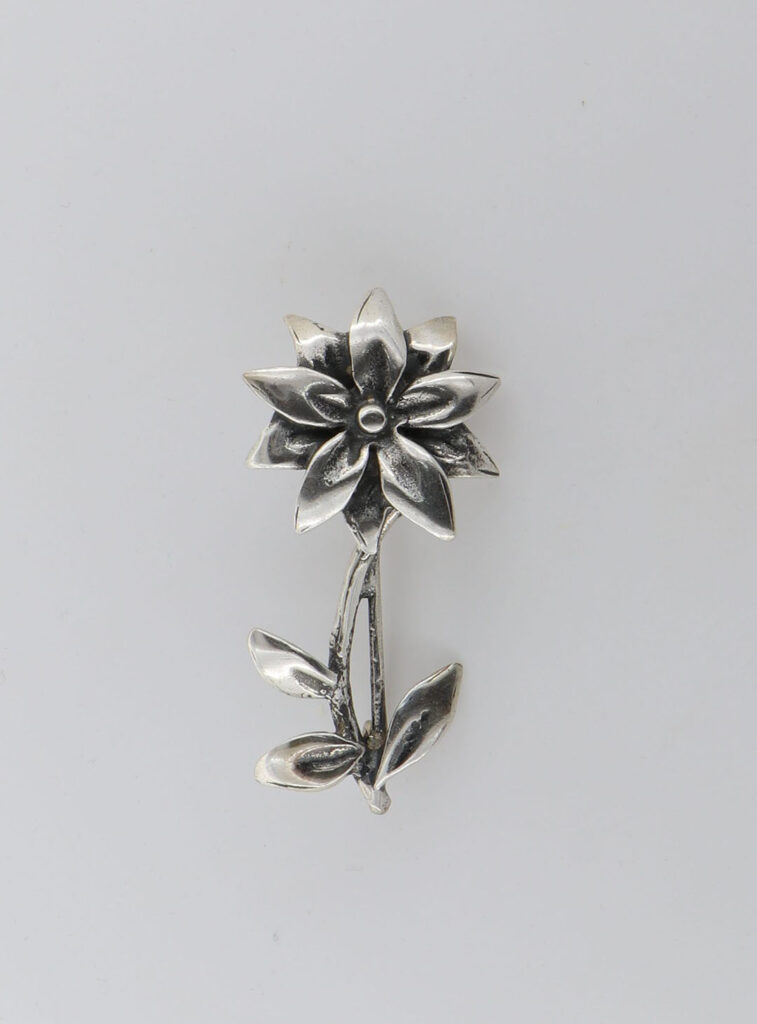 Καρφίτσα Ασημένια με λουλούδι