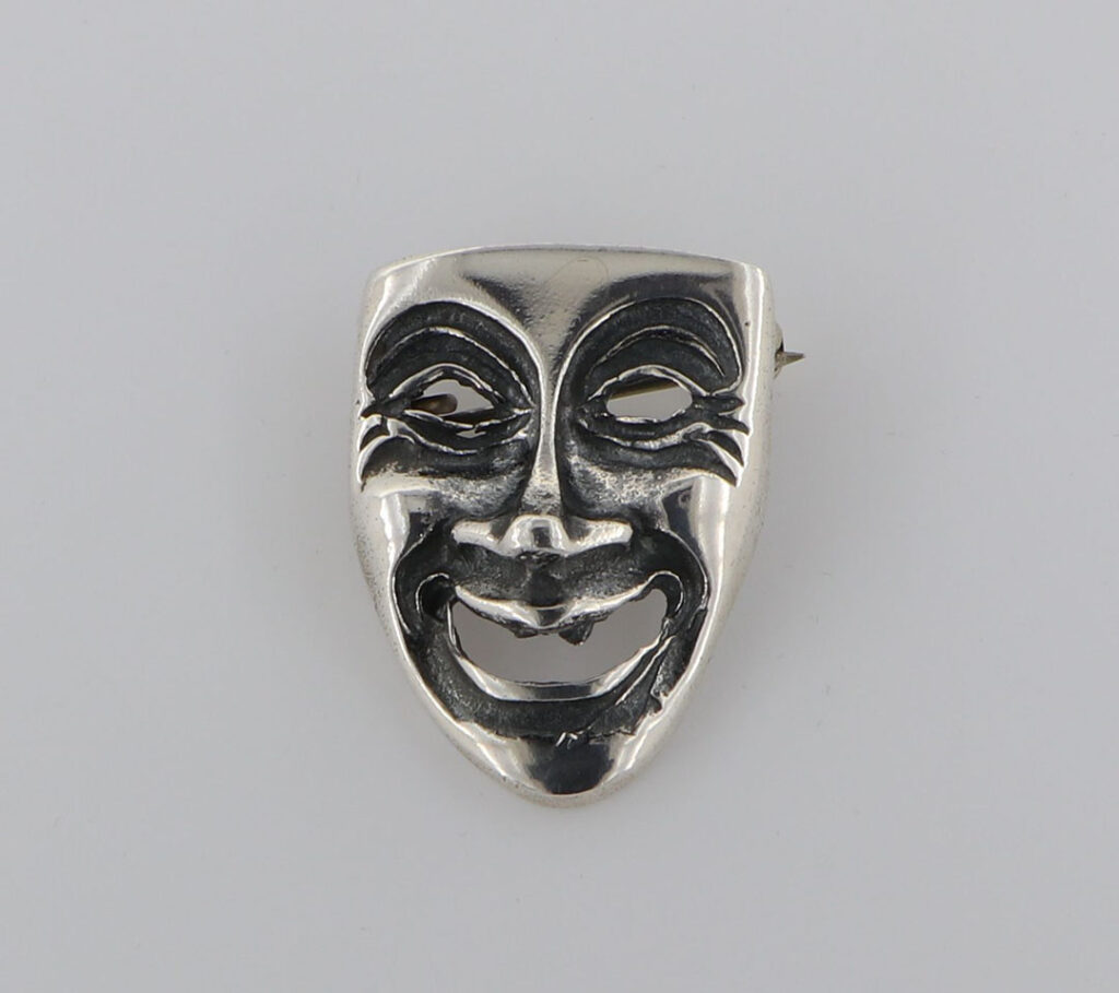 Καρφίτσα Ασημένια με μάσκα κωμωδίας