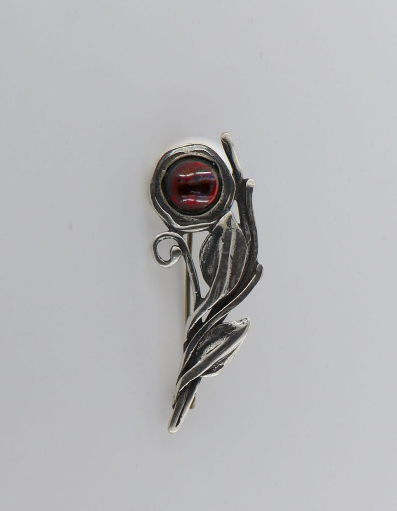 Καρφίτσα Ασημένια κλαδιά με γρανάδα