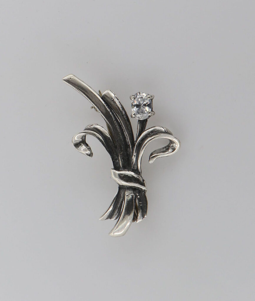 Καρφίτσα Ασημένια με μπουκετάκια και ζιργκόν